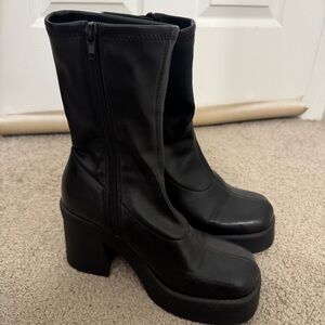 Steve Madden Black Platform Ankle Boots